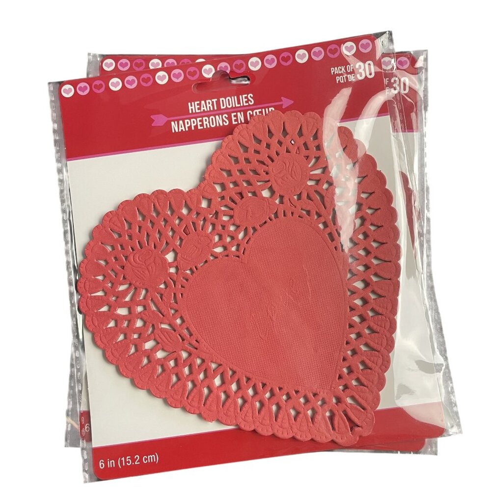 Red Heart Doilies Paper Romance Valentine's Day Ephemera 30 Plus Crafts mq Junk